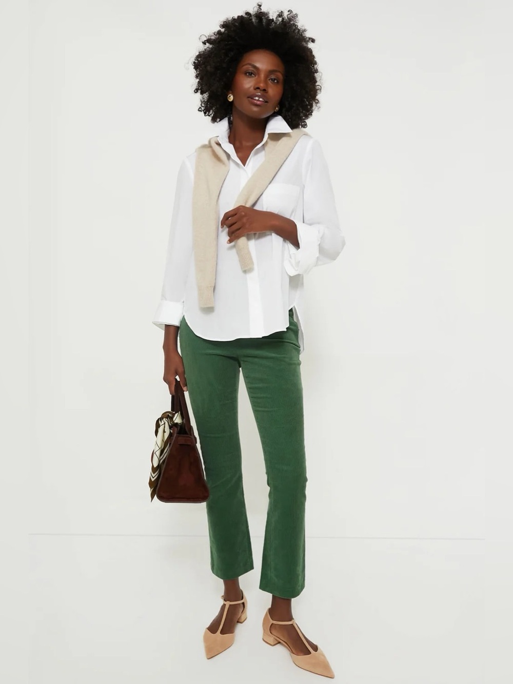 Tuckernuck Green Corduroy Ashford Pants Cropped High Rise Preppy M